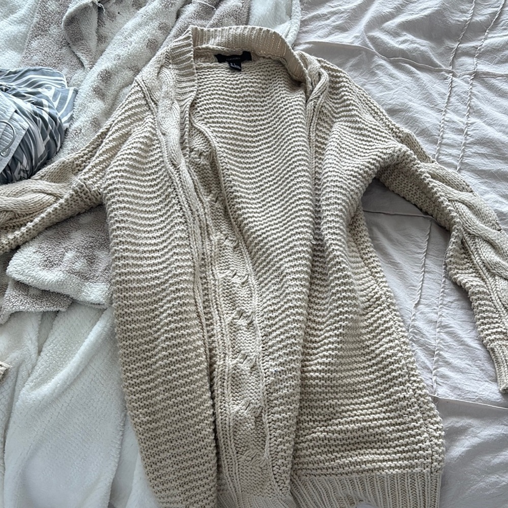 Forever 21 Cream Knit Cardigan